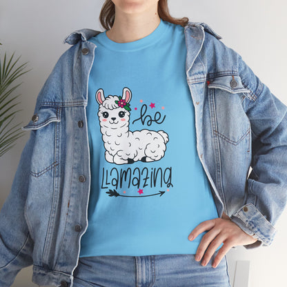 Be Llamazing Unisex Cotton Tee, Funny Animal Shirt, Lightweight Casual Top, Gift for Animal Lovers, Cute Llama Apparel, Streetwear Style