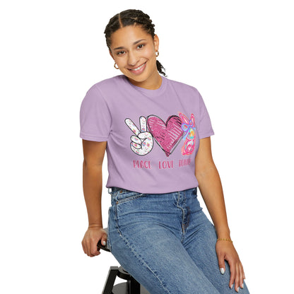 Peace Love Bunny Unisex Garment-Dyed T-Shirt | Cute Casual Wear for All