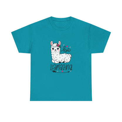 Be Llamazing Unisex Cotton Tee, Funny Animal Shirt, Lightweight Casual Top, Gift for Animal Lovers, Cute Llama Apparel, Streetwear Style
