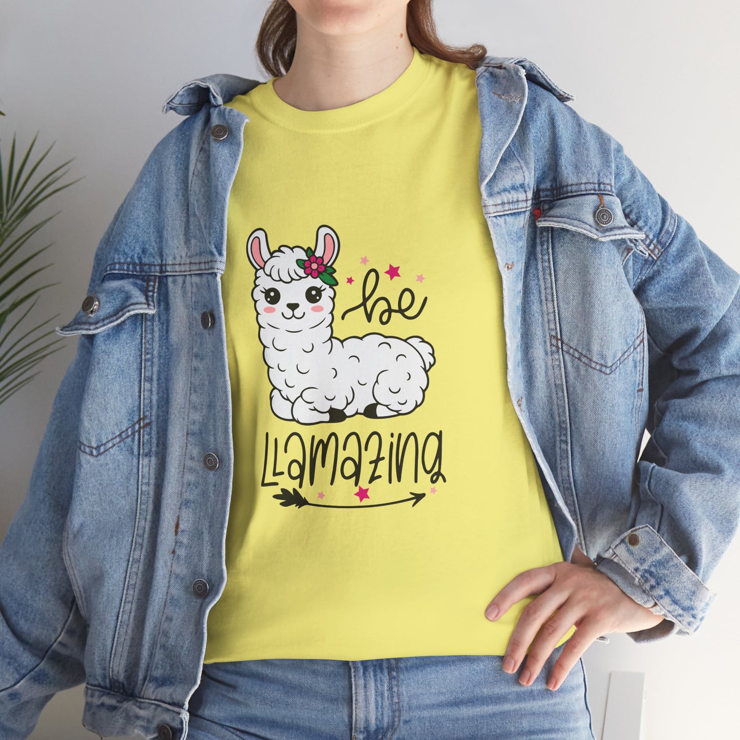 Be Llamazing Unisex Cotton Tee, Funny Animal Shirt, Lightweight Casual Top, Gift for Animal Lovers, Cute Llama Apparel, Streetwear Style