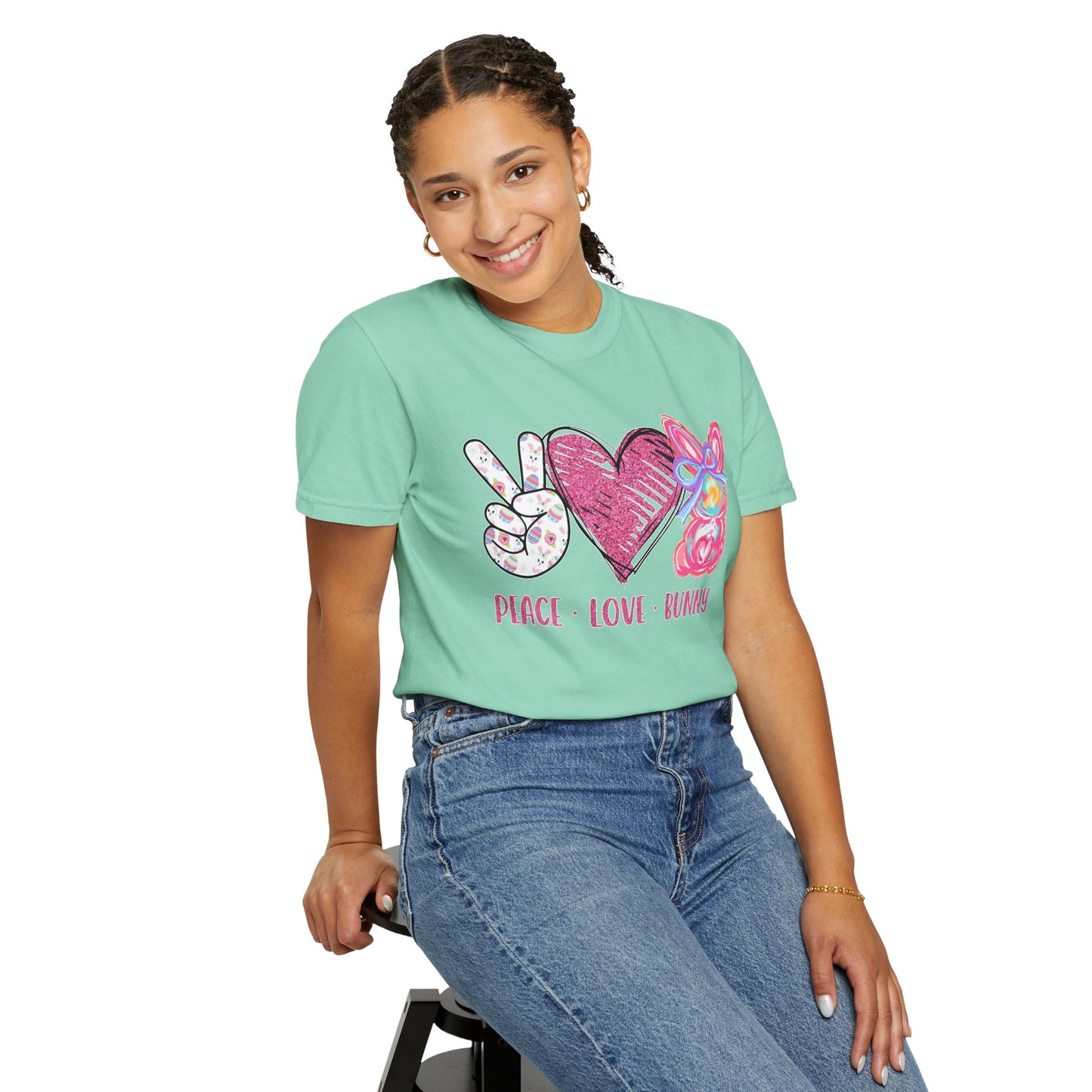 Peace Love Bunny Unisex Garment-Dyed T-Shirt | Cute Casual Wear for All