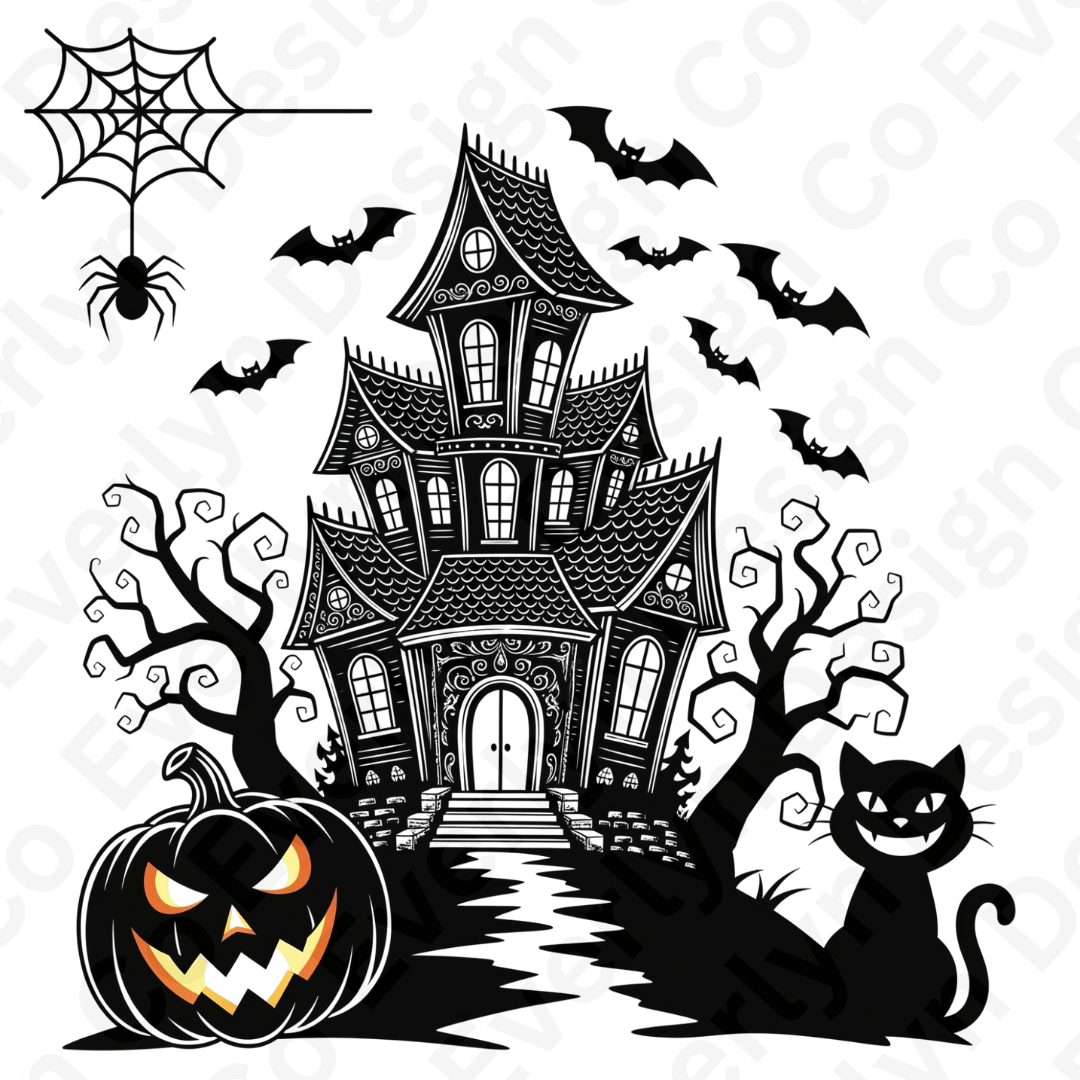 Spooky Haunted House Halloween PNG | Digital Download for Crafts, Shirts, Decor, Invitations