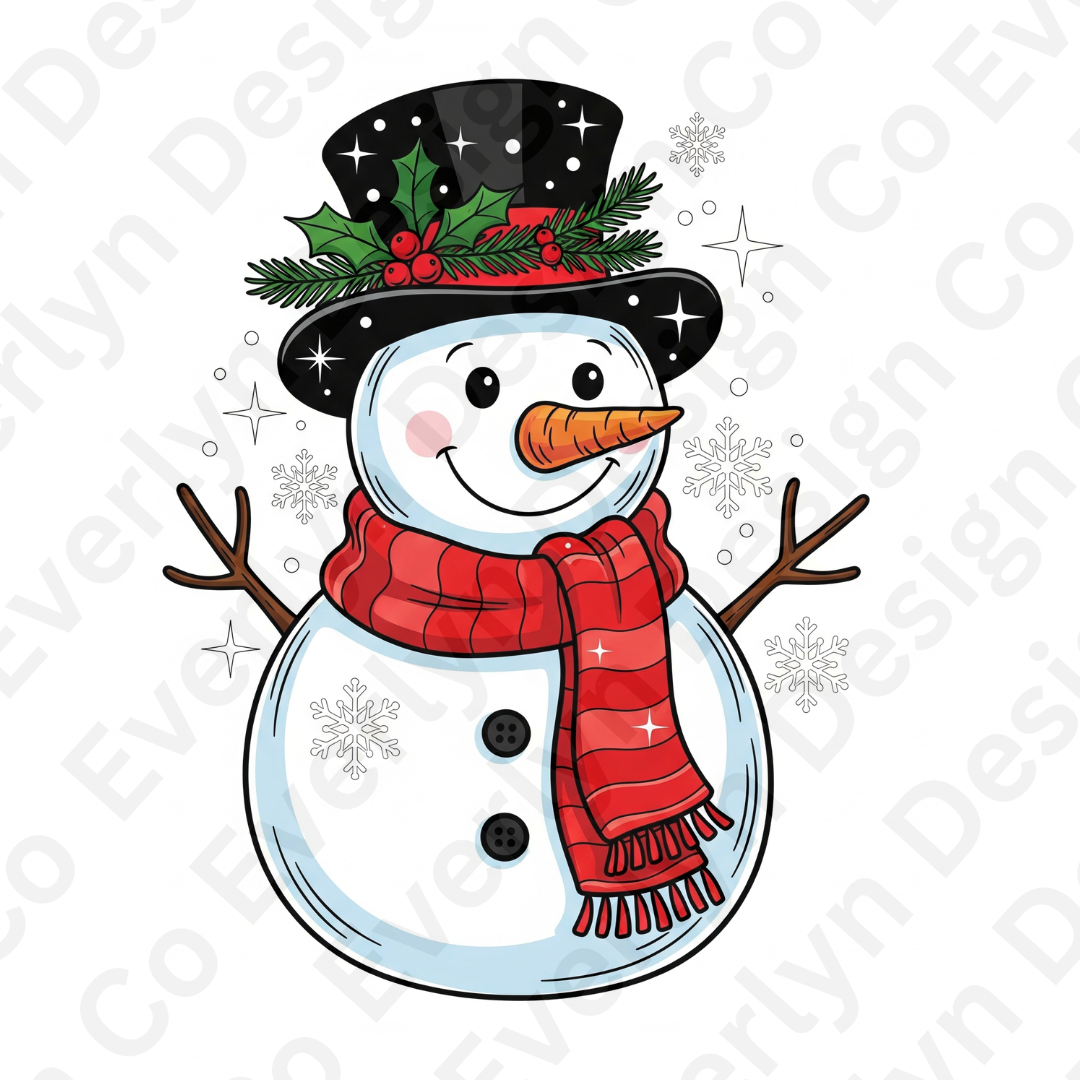 Whimsical Snowman Christmas PNG - Digital Download for Crafts & Decor