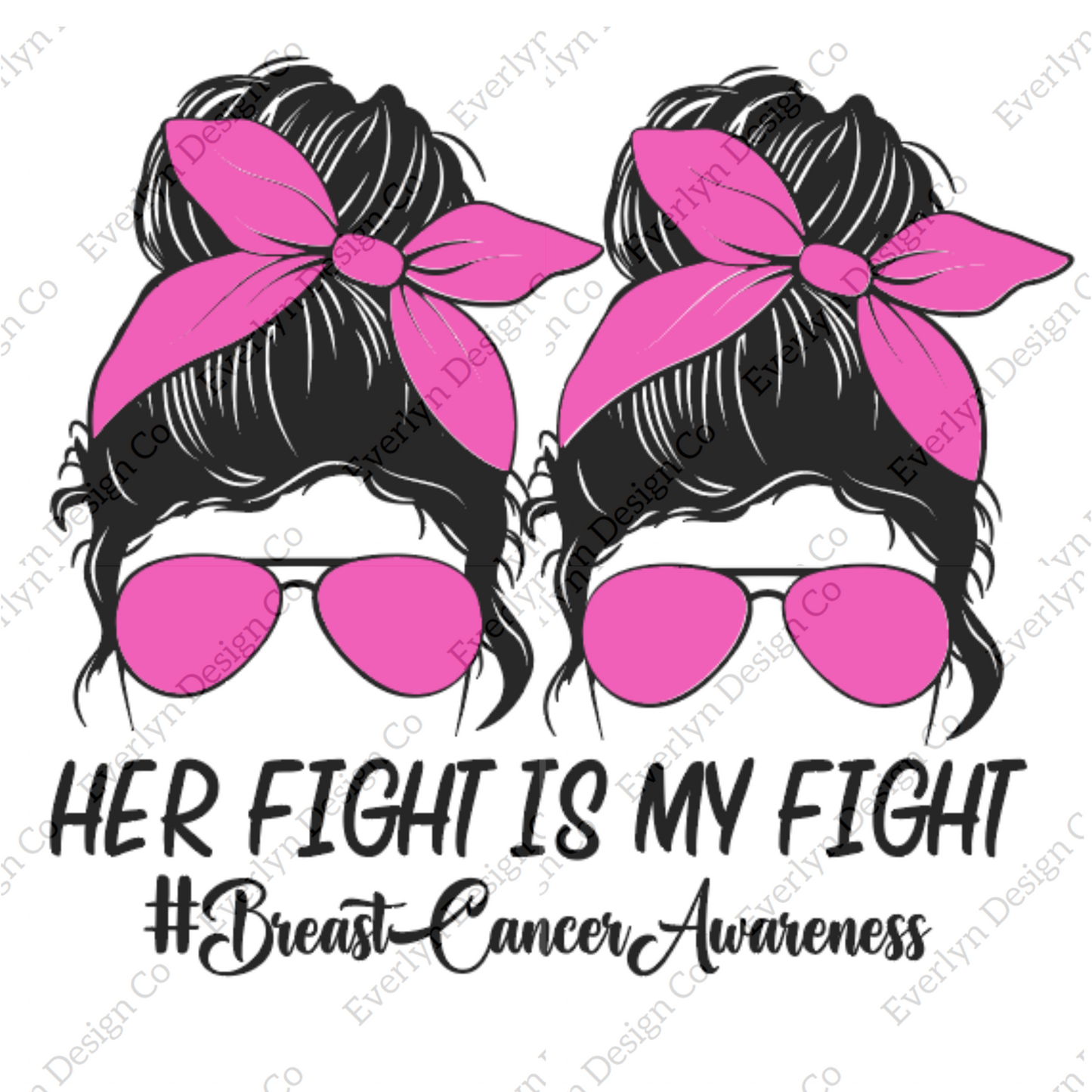 Messy Bun Breast Cancer Awareness SVG File- Includes commercial license