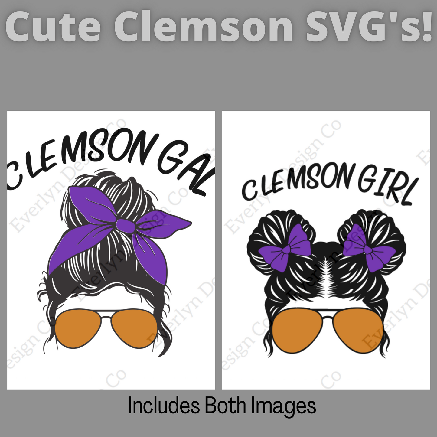 Messy Bun Clemson Football SVG File- Includes commercial license