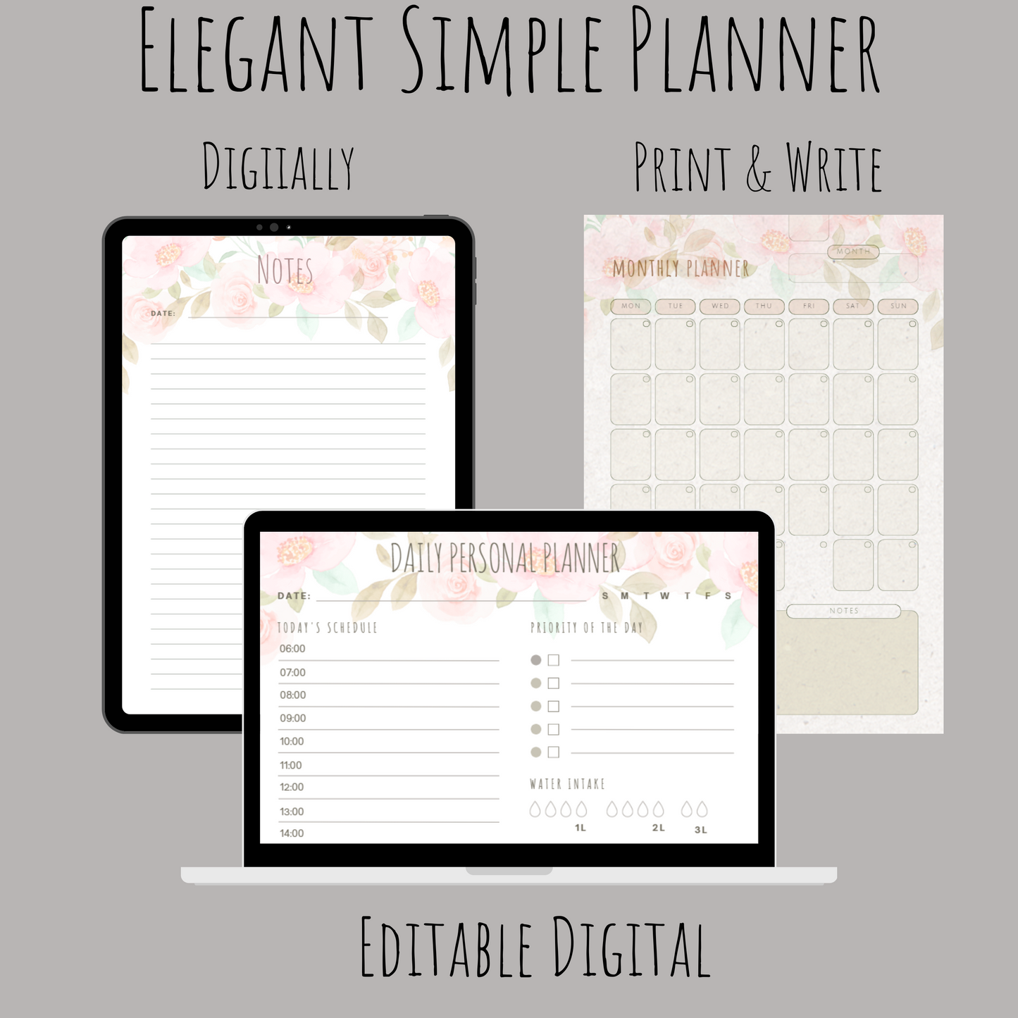 Weekly,Daily, & Monthly Planners, Printable, Teacher, Student, Business Template, Schedule