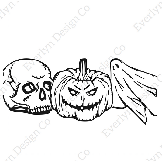 Skull Pumpkin Ghost SVG File- Includes commercial license