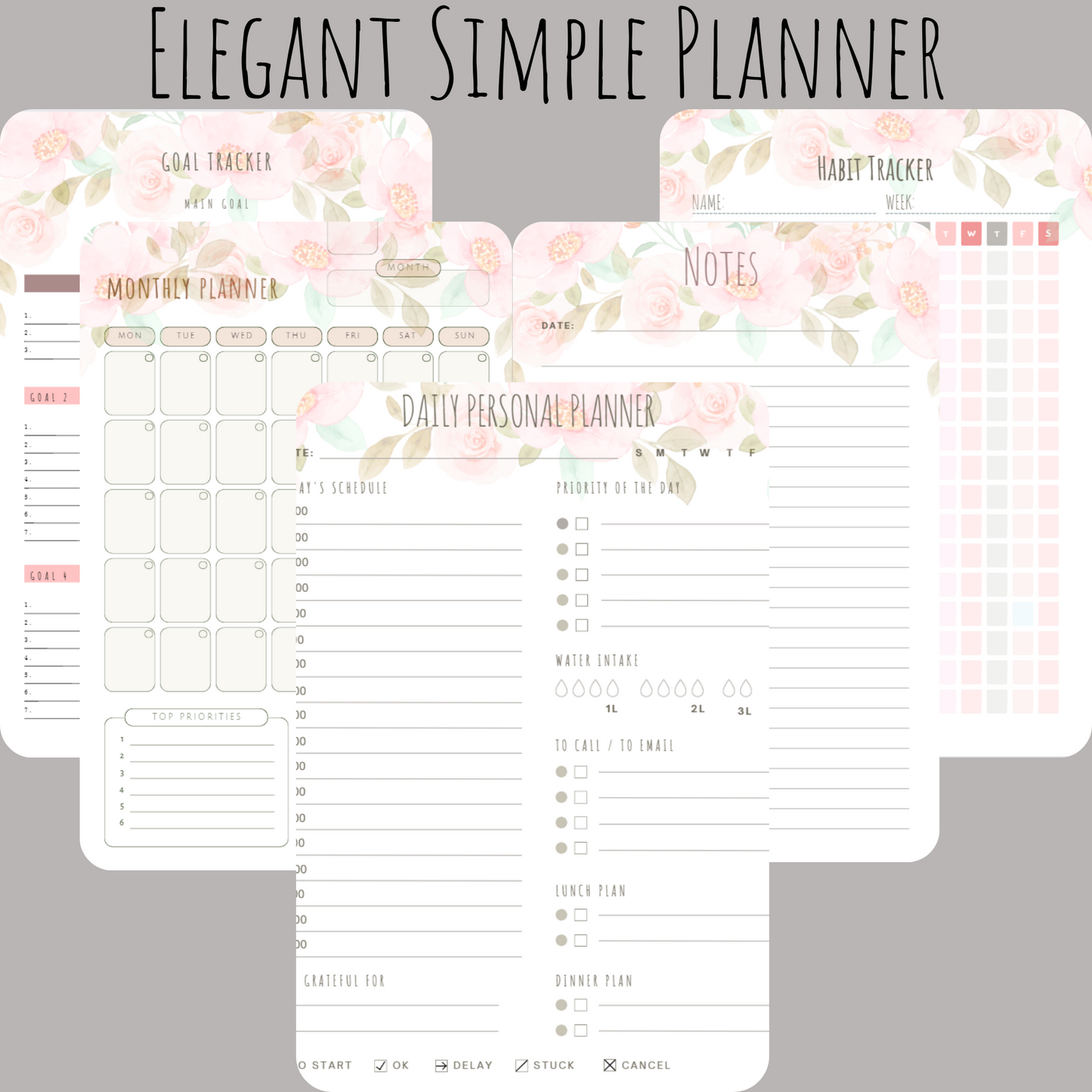 Weekly,Daily, & Monthly Planners, Printable, Teacher, Student, Business Template, Schedule