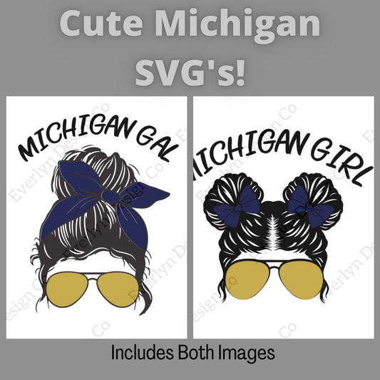 Messy Bun Michigan Football SVG File- Includes commercial license